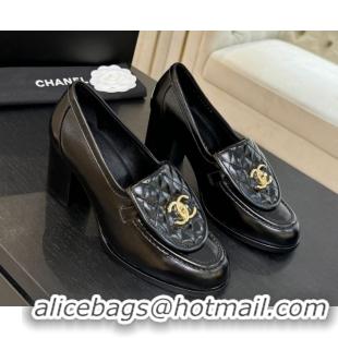Grade Quality Chanel Shiny Lambskin Pumps with CC Foldover Black 2025 G46692 1031124