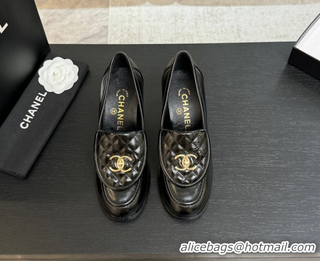 Grade Quality Chanel Shiny Lambskin Pumps with CC Foldover Black 2025 G46692 1031124