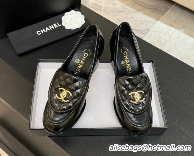 Grade Quality Chanel Shiny Lambskin Pumps with CC Foldover Black 2025 G46692 1031124