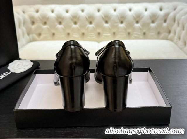 Grade Quality Chanel Shiny Lambskin Pumps with CC Foldover Black 2025 G46692 1031124