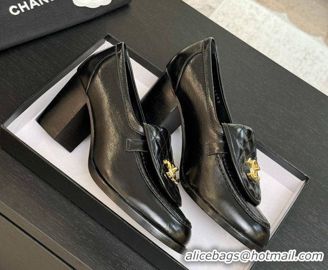 Grade Quality Chanel Shiny Lambskin Pumps with CC Foldover Black 2025 G46692 1031124