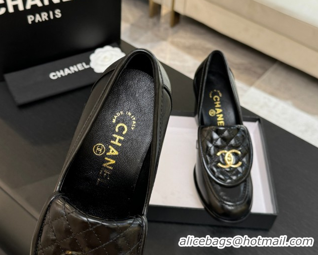 Grade Quality Chanel Shiny Lambskin Pumps with CC Foldover Black 2025 G46692 1031124