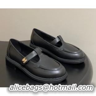 Best Grade Chanel Calfskin Leather T Loafers Black 2025 G46799 1031133