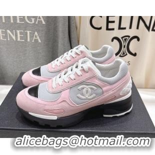 Most Popular Chanel Suede and Mesh Sneakers Pink 2025 G46872 1031136