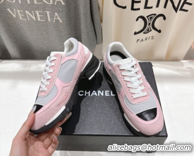 Most Popular Chanel Suede and Mesh Sneakers Pink 2025 G46872 1031136