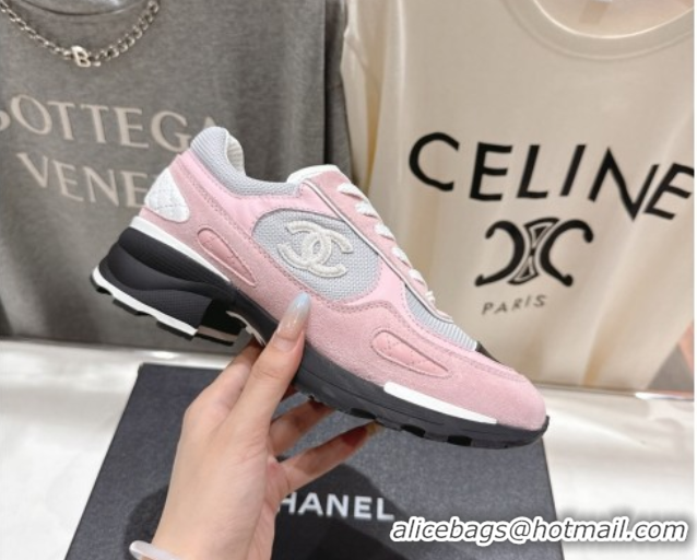 Most Popular Chanel Suede and Mesh Sneakers Pink 2025 G46872 1031136