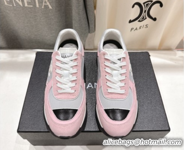 Most Popular Chanel Suede and Mesh Sneakers Pink 2025 G46872 1031136