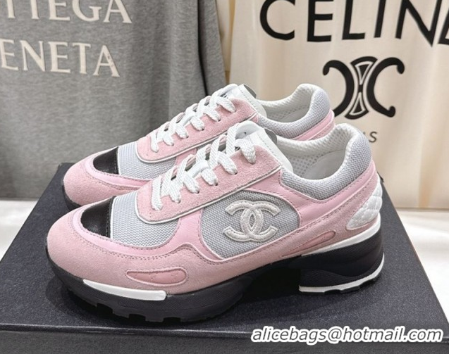Most Popular Chanel Suede and Mesh Sneakers Pink 2025 G46872 1031136