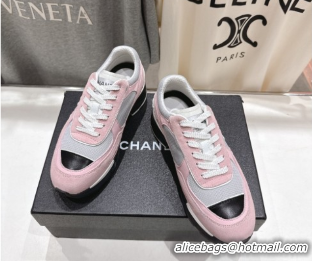 Most Popular Chanel Suede and Mesh Sneakers Pink 2025 G46872 1031136