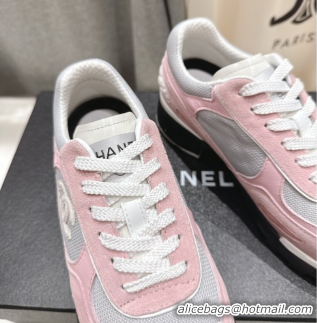 Most Popular Chanel Suede and Mesh Sneakers Pink 2025 G46872 1031136