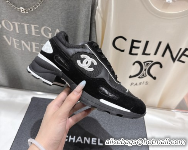 Buy Luxury Chanel Suede and Mesh Sneakers Black 2025 G46872 1031137
