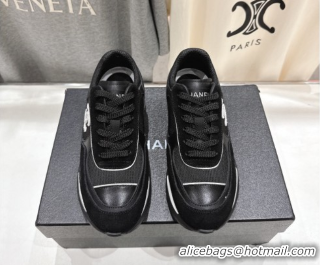 Buy Luxury Chanel Suede and Mesh Sneakers Black 2025 G46872 1031137
