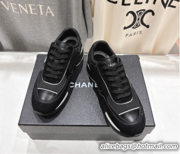 Buy Luxury Chanel Suede and Mesh Sneakers Black 2025 G46872 1031137
