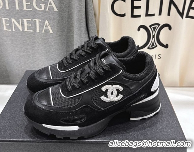 Buy Luxury Chanel Suede and Mesh Sneakers Black 2025 G46872 1031137
