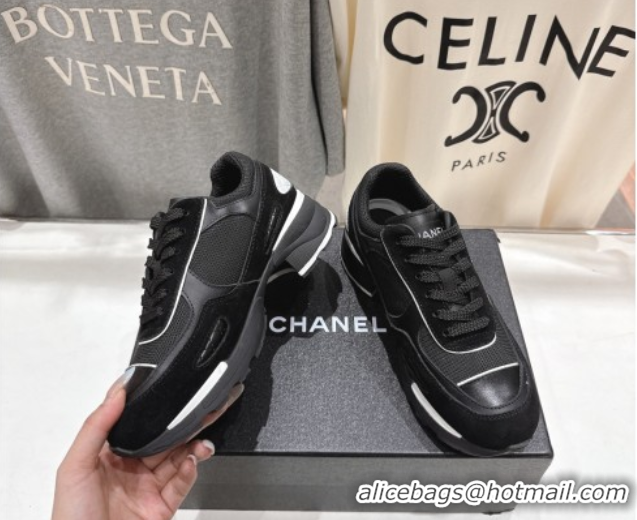 Buy Luxury Chanel Suede and Mesh Sneakers Black 2025 G46872 1031137