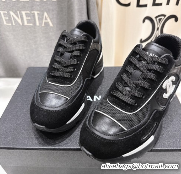 Buy Luxury Chanel Suede and Mesh Sneakers Black 2025 G46872 1031137