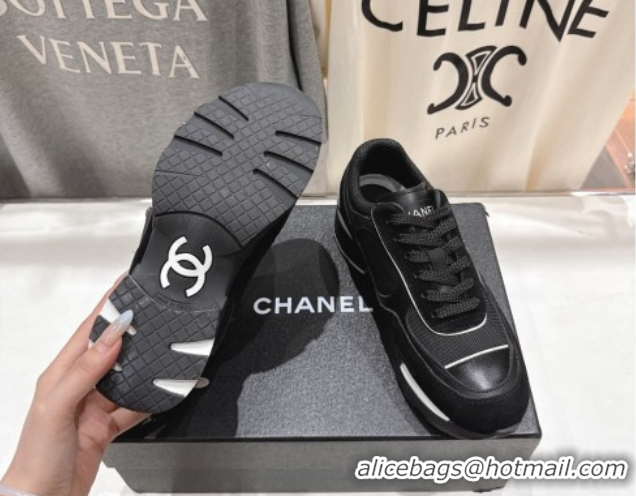 Buy Luxury Chanel Suede and Mesh Sneakers Black 2025 G46872 1031137