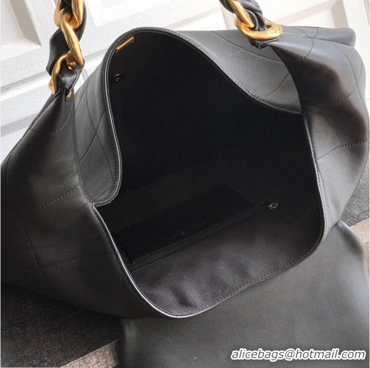 New Discount Chanel Maxi Hobo Bag Original Shiny Calfskin Leather AS5839 Black/Gold