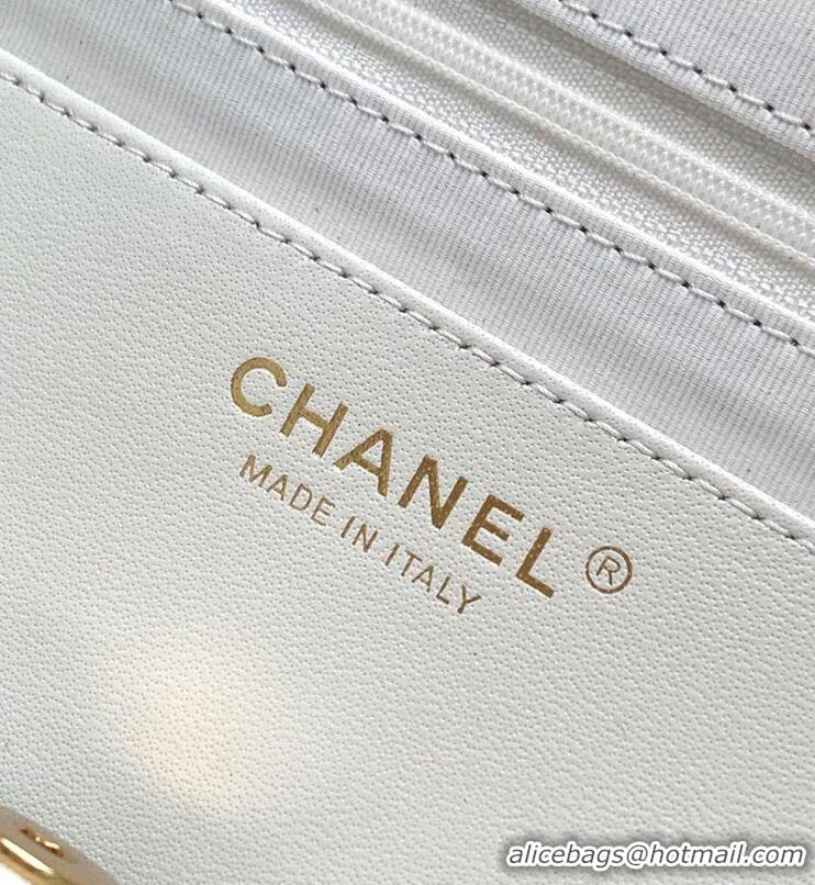 Spot Classic Chanel Maxi Hobo Bag Original Shiny Calfskin Leather AS5838 White/Gold