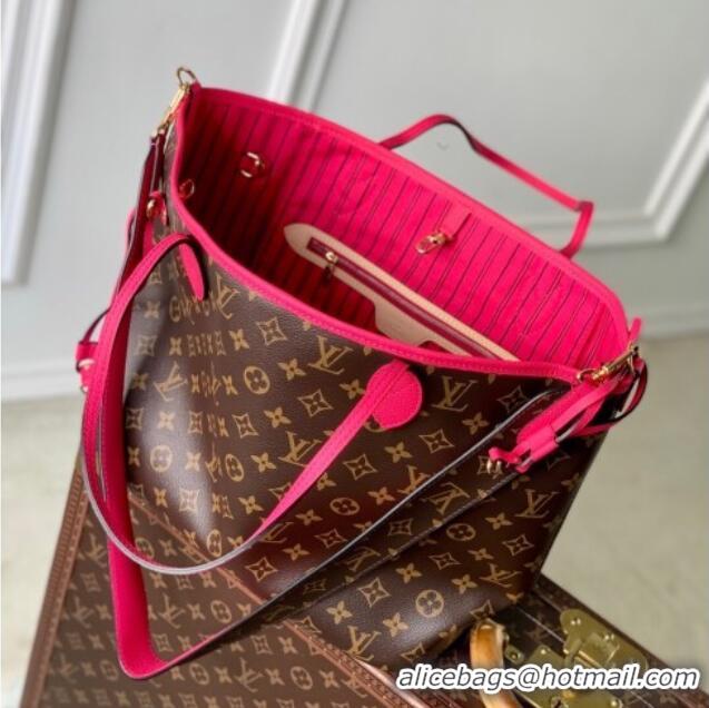 Shop Discount Louis Vuitton Neverfull Bandouliere Inside Out MM Tote bag Monogram Canvas/Pondichery Pink Textile M12707 