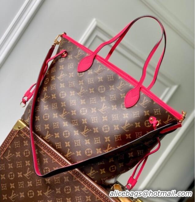 Shop Discount Louis Vuitton Neverfull Bandouliere Inside Out MM Tote bag Monogram Canvas/Pondichery Pink Textile M12707 