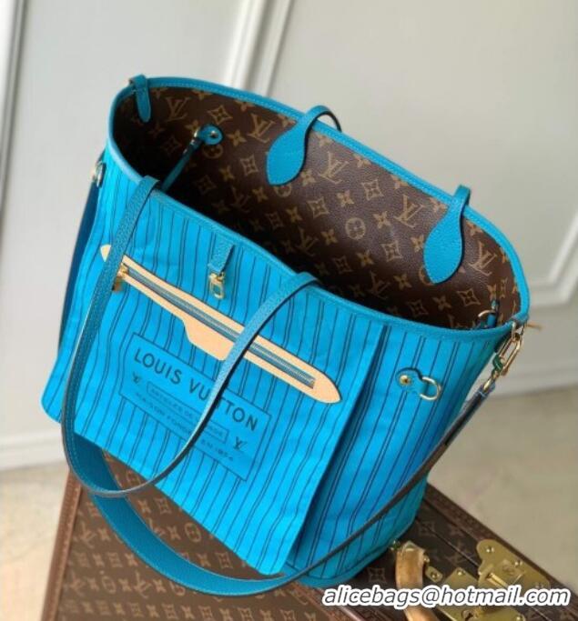 Top Design Louis Vuitton Neverfull Bandoulière Inside Out MM Tote bag Monogram Canvas/Gaston Blue Textile M13753 2025