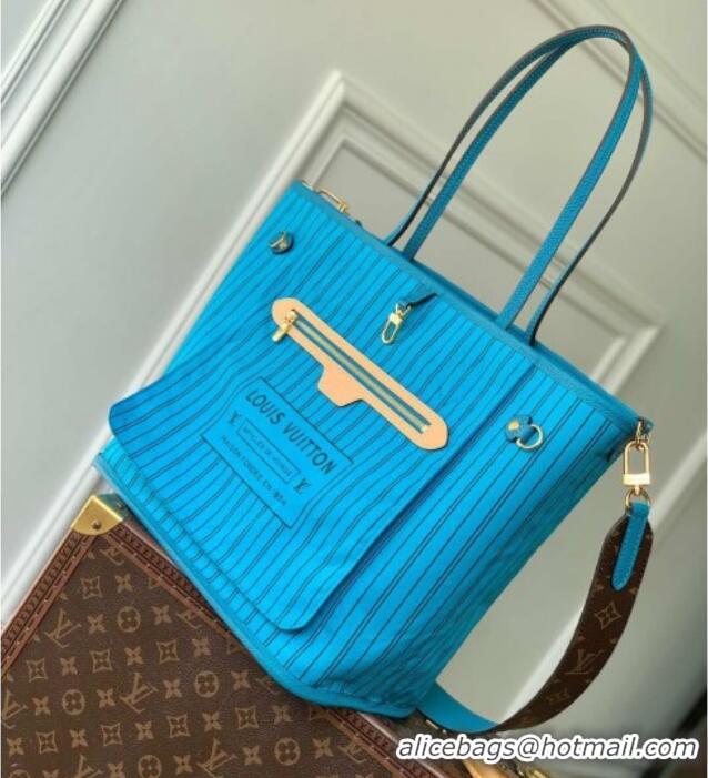 Top Design Louis Vuitton Neverfull Bandoulière Inside Out MM Tote bag Monogram Canvas/Gaston Blue Textile M13753 2025