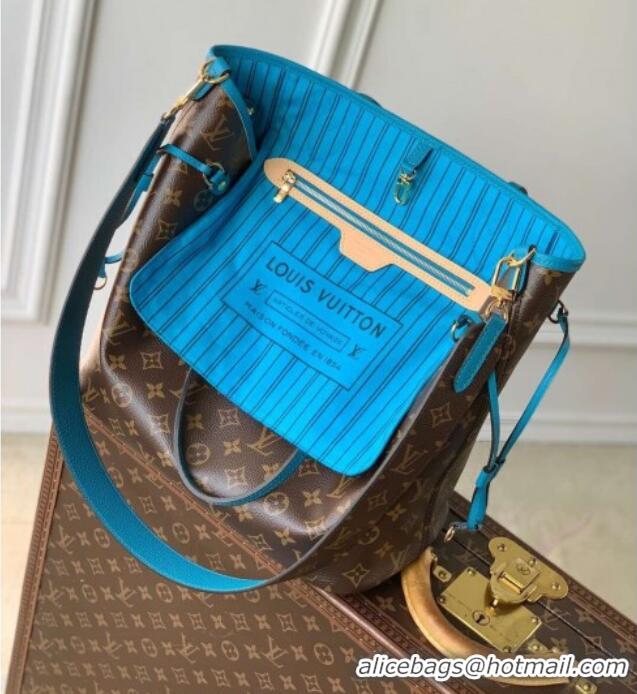 Top Design Louis Vuitton Neverfull Bandoulière Inside Out MM Tote bag Monogram Canvas/Gaston Blue Textile M13753 2025