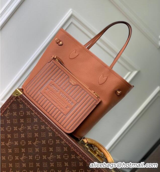 New Fashion Louis Vuitton Neverfull Bandouliere Inside Out MM Tote bag Monogram Canvas/Tan Brown Leather M12061 2025