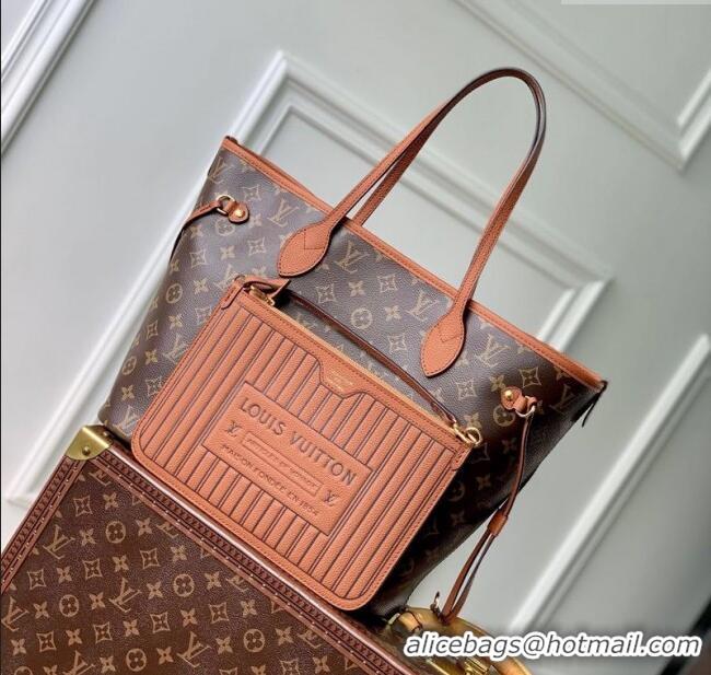 New Fashion Louis Vuitton Neverfull Bandouliere Inside Out MM Tote bag Monogram Canvas/Tan Brown Leather M12061 2025