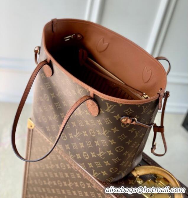 New Fashion Louis Vuitton Neverfull Bandouliere Inside Out MM Tote bag Monogram Canvas/Tan Brown Leather M12061 2025