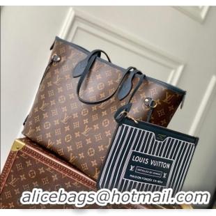 Promotional Louis Vuitton Neverfull Bandouliere Inside Out MM Tote bag Monogram Canvas/Navy Blue Leather M14994 2025