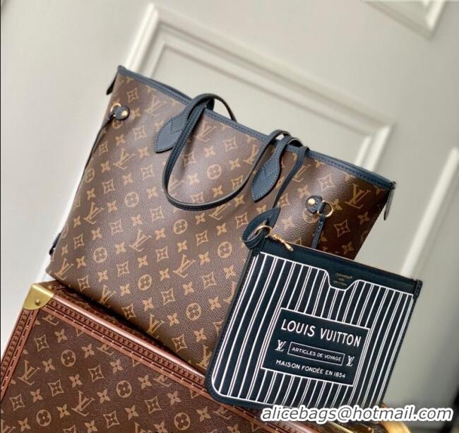 Promotional Louis Vuitton Neverfull Bandouliere Inside Out MM Tote bag Monogram Canvas/Navy Blue Leather M14994 2025