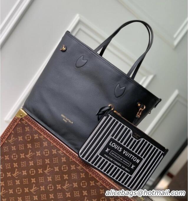 Shop Discount Louis Vuitton Neverfull Bandoulière Inside Out MM Tote bag Monogram Canvas/Black Leather M14994 2025