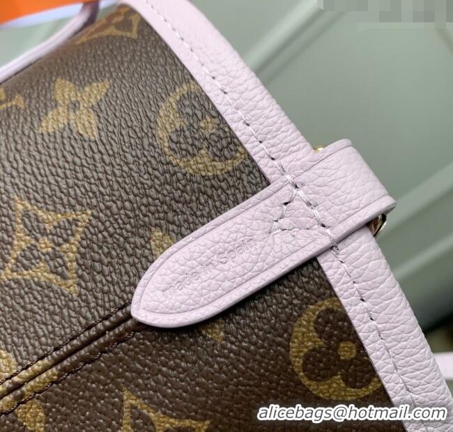 Best Quality Louis Vuitton Neverfull Inside Out BB Tote Bag in Misty Lilac Purple Leather/Monogram Canvas M25656 2025