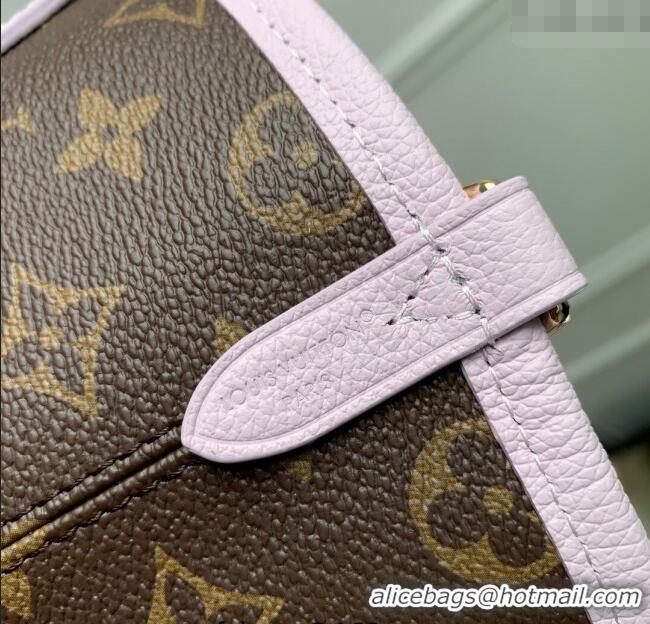 Best Quality Louis Vuitton Neverfull Inside Out BB Tote Bag in Misty Lilac Purple Leather/Monogram Canvas M25656 2025