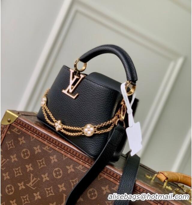 Top Grade Louis Vuitton Capucines BB Bag in Taurillon Leather M25862 Black 2025