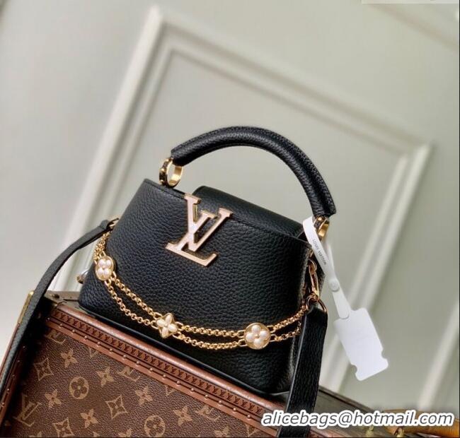 Top Grade Louis Vuitton Capucines BB Bag in Taurillon Leather M25862 Black 2025