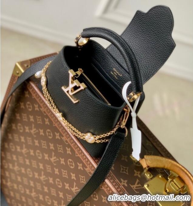 Top Grade Louis Vuitton Capucines BB Bag in Taurillon Leather M25862 Black 2025