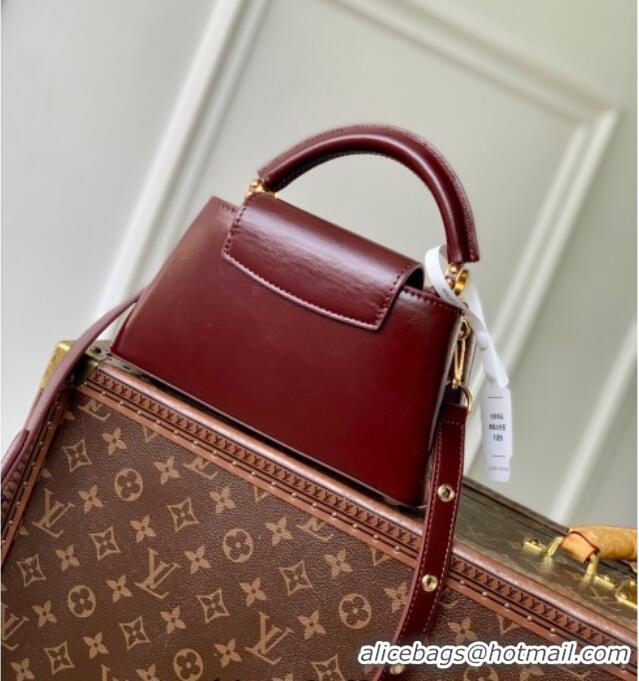 Famous Brand Louis Vuitton Capucines East-West Mini Bag in Leather M25473 Grenat Red 2025