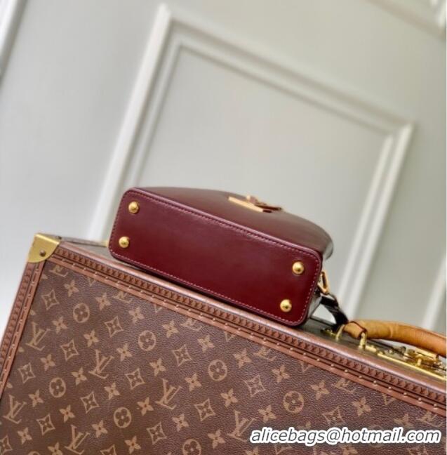 Famous Brand Louis Vuitton Capucines East-West Mini Bag in Leather M25473 Grenat Red 2025