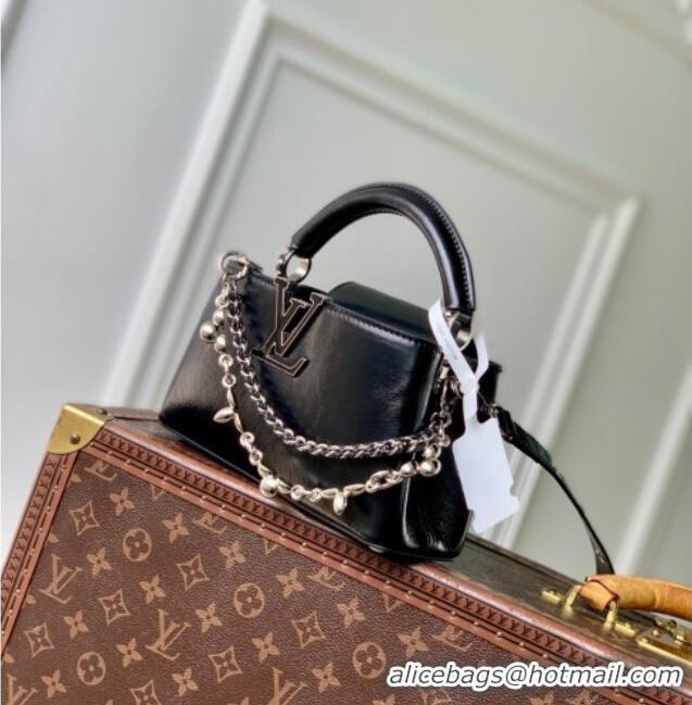 Top Quality Louis Vuitton Capucines East-West Mini Bag in Leather M25473 Black 2025