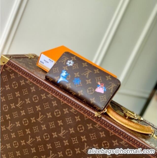 Top Quality Louis Vuitton Vivienne Winter Holiday Zippy Wallet Monogram Snowy Pearl Pink/Monogram Canvas M26256