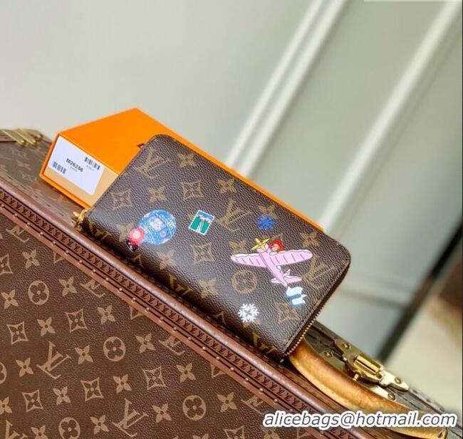 Top Quality Louis Vuitton Vivienne Winter Holiday Zippy Wallet Monogram Snowy Pearl Pink/Monogram Canvas M26256