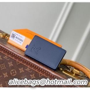 Best Grade Louis Vuitton Pocket Organizer Wallet in Waxy calfskin leather M25984 Navy Blue 2025
