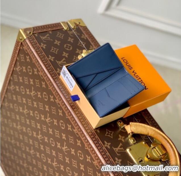 Best Grade Louis Vuitton Pocket Organizer Wallet in Waxy calfskin leather M25984 Navy Blue 2025