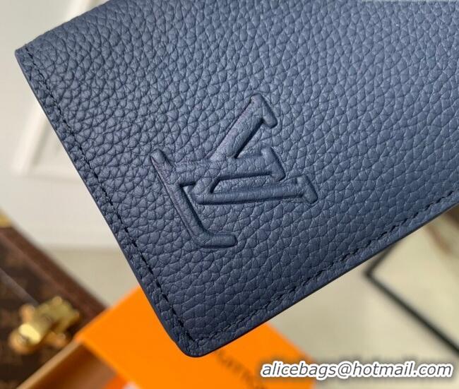 Best Grade Louis Vuitton Pocket Organizer Wallet in Waxy calfskin leather M25984 Navy Blue 2025