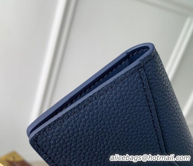 Best Grade Louis Vuitton Pocket Organizer Wallet in Waxy calfskin leather M25984 Navy Blue 2025