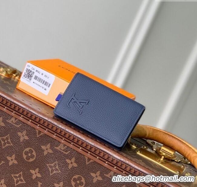Best Grade Louis Vuitton Pocket Organizer Wallet in Waxy calfskin leather M25984 Navy Blue 2025