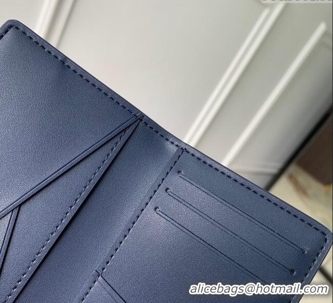Best Grade Louis Vuitton Pocket Organizer Wallet in Waxy calfskin leather M25984 Navy Blue 2025